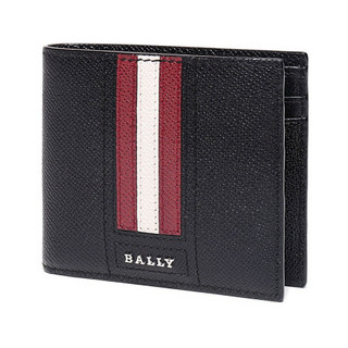 巴利 BALLY 男士皮质短款钱包钱夹黑色红白条纹 TONETT US ID LT 10 6218019