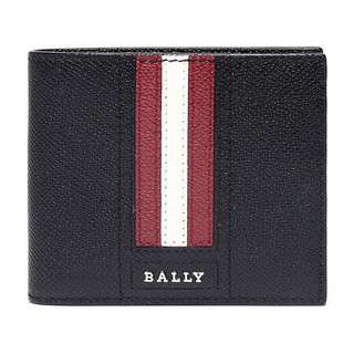 巴利 BALLY 男士皮质短款钱包钱夹黑色红白条纹 TONETT US ID LT 10 6218019