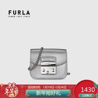 芙拉 FURLA 2021春夏款 奢侈品 METROPOLIS系列 女士深灰色牛皮革超迷你单肩斜挎包