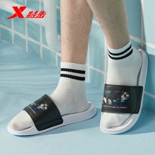 XTEP特步拖鞋男鞋夏季凉拖鞋外穿防滑耐磨运动拖鞋潮流 880219355357 黑白 42码