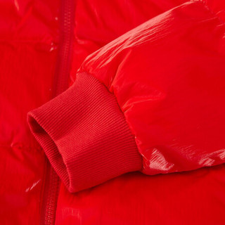 笛莎（DEESHA）女童外套2020冬季中大童儿童时尚撞色织带短款羽绒服樱桃红 160