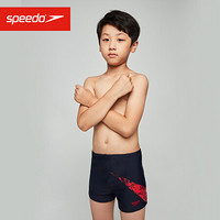 Speedo/速比涛 青少年泳衣 标志印花 男童平角泳裤 抗氯防晒 修身贴合 海蓝/红色 5-6 812406D835