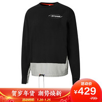 彪马 PUMA 黑标 男子 PUMA x ATTEMPT Crew 运动 针织卫衣 598273 01黑色 L码