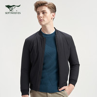 七匹狼夹克 男士2020春秋冬季商务休闲外套棒球领夹棉长袖合体茄克青年男装 001(黑色) 52A