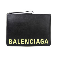 巴黎世家 BALENCIAGA 20春夏男女通用黑色小牛皮LOGO印花手拿包 594493 1IZF3 1072F