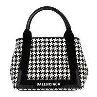 巴黎世家 BALENCIAGA 女士Navy小号手提包帆布托特包 339933 KMZDN 9060 黑白