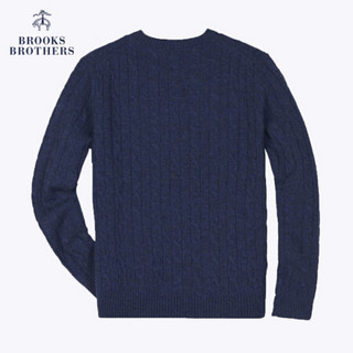 Brooks Brothers/布克兄弟男士羊毛针织圆领套头毛衣 B475-蓝色 M