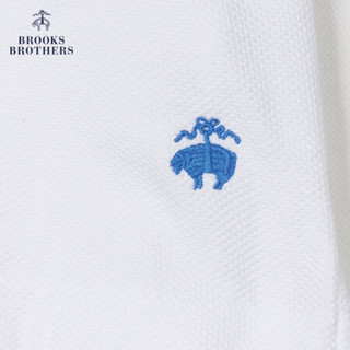 Brooks Brothers/布克兄弟男士撞色条纹领边短袖修身Polo衫 1001-白色 XL