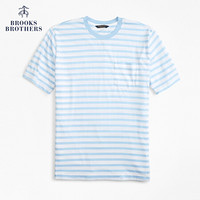 Brooks Brothers/布克兄弟男士Supima棉条纹短袖T恤1000058126 B465-浅蓝色 XL