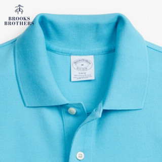 Brooks Brothers/布克兄弟男士Supima棉纯色logo款短袖Polo衫休闲 4007-海蓝色 S