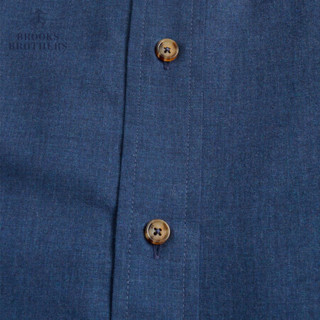 Brooks Brothers/布克兄弟男士法兰绒纯色扣结领长袖修身衬衫休闲 4004-藏青色 M