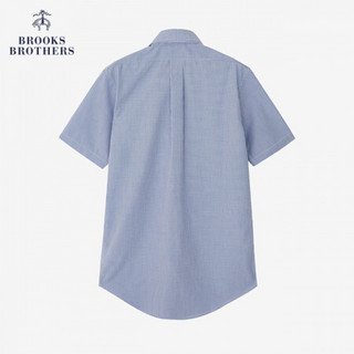 Brooks Brothers/布克兄弟男士Supima棉免烫正装短袖衬衫 B465-蓝色格纹 14H