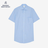 Brooks Brothers/布克兄弟男士修身Supima棉正装短袖衬衫 B465-天蓝色 14H