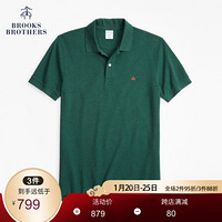 Brooks Brothers/布克兄弟男士纯色logo修身短袖Polo衫 3002-深绿色 XL