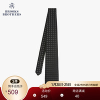 Brooks Brothers/布克兄弟男士桑蚕丝面料方块图案设计领带 0004-黑色 XLNG