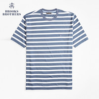 Brooks Brothers/布克兄弟男士20春新logo款条纹设计短袖T恤 4004-蓝色 S