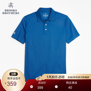 Brooks Brothers/布克兄弟男士细花纹印花logo款短袖休闲Polo衫 4004-深蓝色 XS
