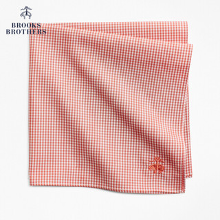 Brooks Brothers/布克兄弟男士棉质细格纹设计logo款方巾口袋巾 B115-茜色 均码