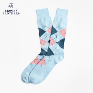 Brooks Brothers/布克兄弟男士棉质混纺微弹拼色菱格设计长袜 4000-天蓝色 均码