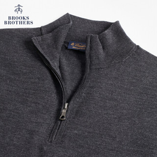 Brooks Brothers/布克兄弟男士美利奴羊毛半高领拉链设计针织毛衣 0006-碳色 S