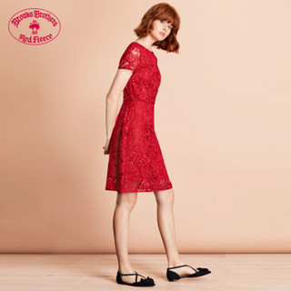 Brooks Brothers/布克兄弟女士花卉蕾丝设计修身连衣裙休闲 6003-红色 0