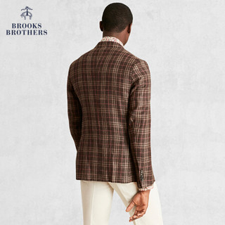 Brooks Brothers/布克兄弟男士桑蚕丝混纺格纹西装 B245-棕色 38RG