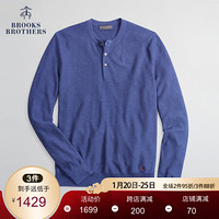 Brooks Brothers/布克兄弟男士秋冬新品亨利领长袖T恤针织衫 4003-蓝色 L