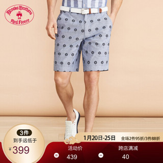 Brooks Brothers/布克兄弟男士20夏新青年布微弹印花短裤休闲裤 4004-蓝灰色 30