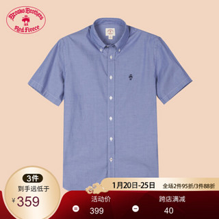 Brooks Brothers/布克兄弟男士20夏新牛津纺logo款短袖休闲衬衫 4003-蓝色 S