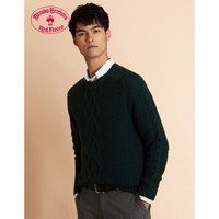 Brooks Brothers/布克兄弟男士圆领套头缆绳编织毛衣 3002-深绿色 S