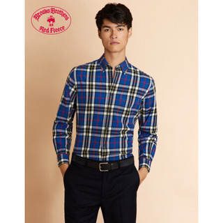 Brooks Brothers/布克兄弟男士棉质长袖格纹衬衫 B465-蓝色格纹 M