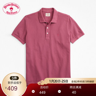 Brooks Brothers/布克兄弟男士棉质logo款短袖Polo衫休闲 4003-梅子色 L