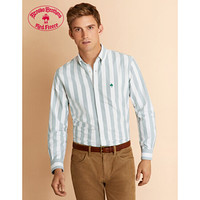 Brooks Brothers/布克兄弟19秋冬新品男士条纹牛津纺棉质长袖衬衫 B345-条纹灰白 L