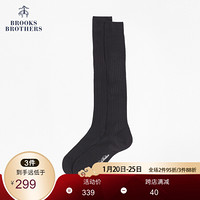 Brooks Brothers/布克兄弟男士棉质条纹编织纹理纯色长袜休闲 0004-黑色 10.5