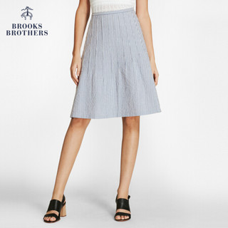 Brooks Brothers/布克兄弟女士微弹泡泡纱面料条纹半身裙微褶休闲 B475-蓝色 0