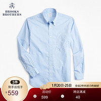 Brooks Brothers/布克兄弟男士棉质圆点印花设计长袖休闲衬衫 B465-蓝色 L