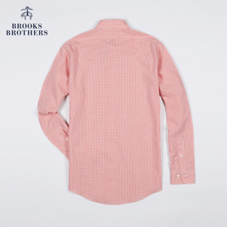 Brooks Brothers/布克兄弟男士Supima棉免烫细格纹长袖休闲衬衫 B115-红色 XL