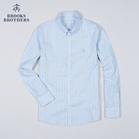 Brooks Brothers/布克兄弟男士20秋新品免烫格纹休闲衬衫logo款 4000-浅蓝色 S