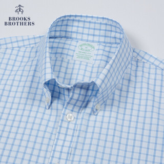 Brooks Brothers/布克兄弟男士20秋新品免烫格纹休闲衬衫logo款 4000-浅蓝色 S