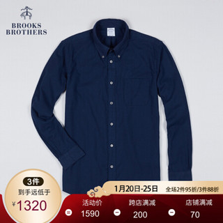 Brooks Brothers/布克兄弟男士20冬新棉质纯色口袋款长袖休闲衬衫 4004-藏青色 XS