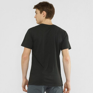萨洛蒙（Salomon）男款 户外运动休闲贴身透气轻量印花短袖T恤 BLEND LOGO TEE 黑色 C14082 S
