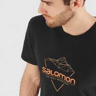 萨洛蒙（Salomon）男款 户外运动休闲贴身透气轻量印花短袖T恤 BLEND LOGO TEE 黑色 C14082 S