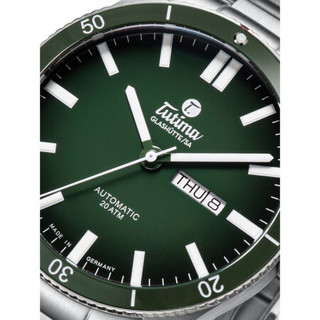 德国拓天马-飞行员空港系列 商务自动机械男士钢带手表 简约绿盘6106-04