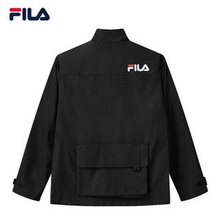 FILA 斐乐官方男士梭织外套2020秋冬新款潮流工装风衣运动外套男 正黑色-BK 190/108A/XXXL