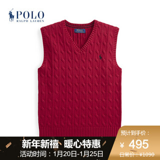 Ralph Lauren/拉夫劳伦男童 2020年秋季绞花编结棉质针织毛衫背心34543 600-红色 XL