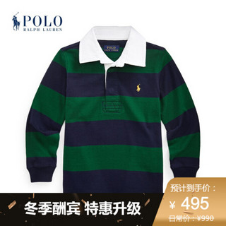 Ralph Lauren/拉夫劳伦男童 2020年秋季条纹棉质橄榄球衫34521 300-绿色 3/3T