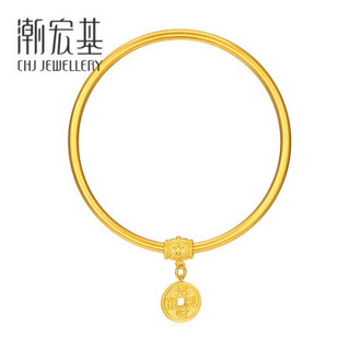 潮宏基 CHJ JEWELLERY 古法财权双收 足金黄金手镯镯子女款 计价 SDG30003488 约17.6g