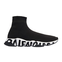 巴黎世家 BALENCIAGA  男士SPEED系列提花针织涂鸦款袜鞋休闲运动鞋 605972 W05GE 1015 黑色 40