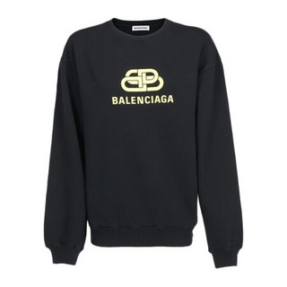 巴黎世家 BALENCIAGA  女士BB标识印花棉质长袖套头衫运动衫卫衣 578132 TEV19 1000 黑色 S