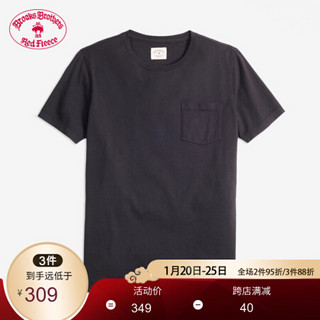 Brooks Brothers/布克兄弟男士短袖圆领纯色T恤1000038006 0004-黑色 M